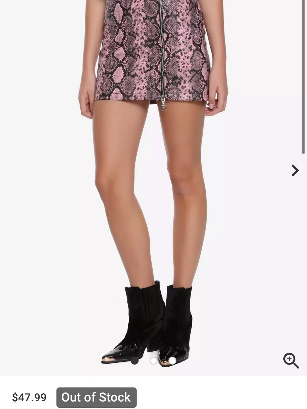 Hot Topic Ragged Priest Pink Snake Print Zip-Front Mini Skirt